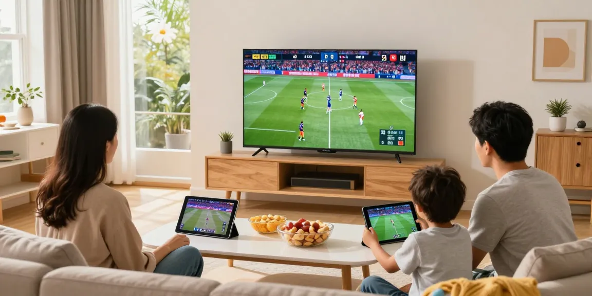 Profitez de l'IPTV multi écrans dans un salon familial accueillant.