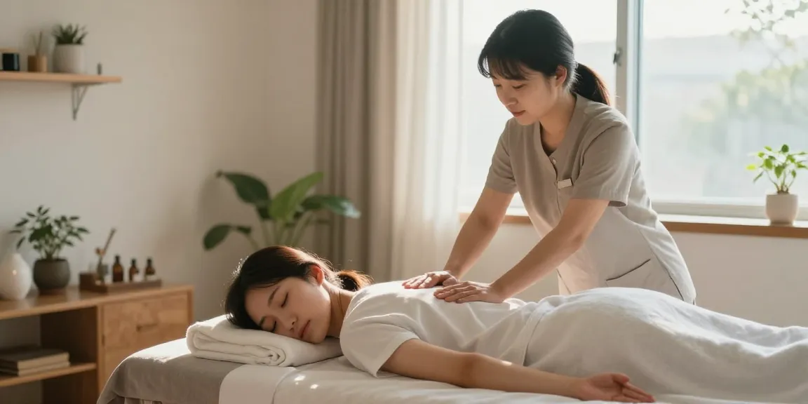 화곡동출장마사지 session in a serene home setting with a professional therapist.